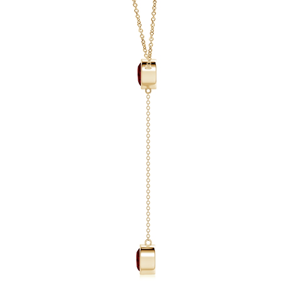 7mm AAAA Bezel-Set Round Garnet Lariat Style Necklace in Yellow Gold side 1