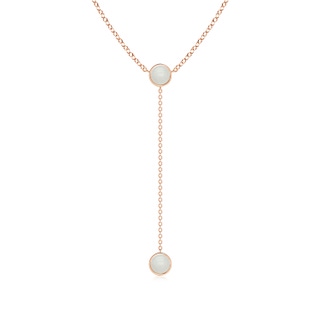 5mm A Bezel-Set Round Moonstone Lariat Style Necklace in Rose Gold