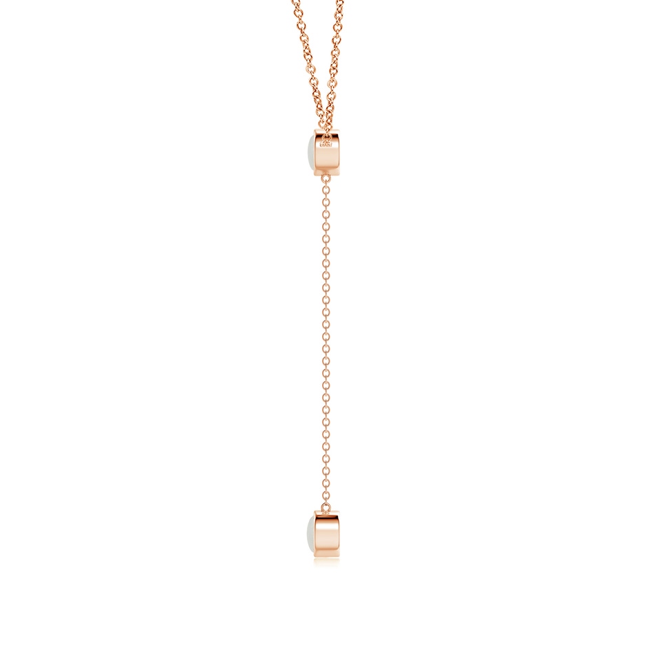 5mm A Bezel-Set Round Moonstone Lariat Style Necklace in Rose Gold side 1