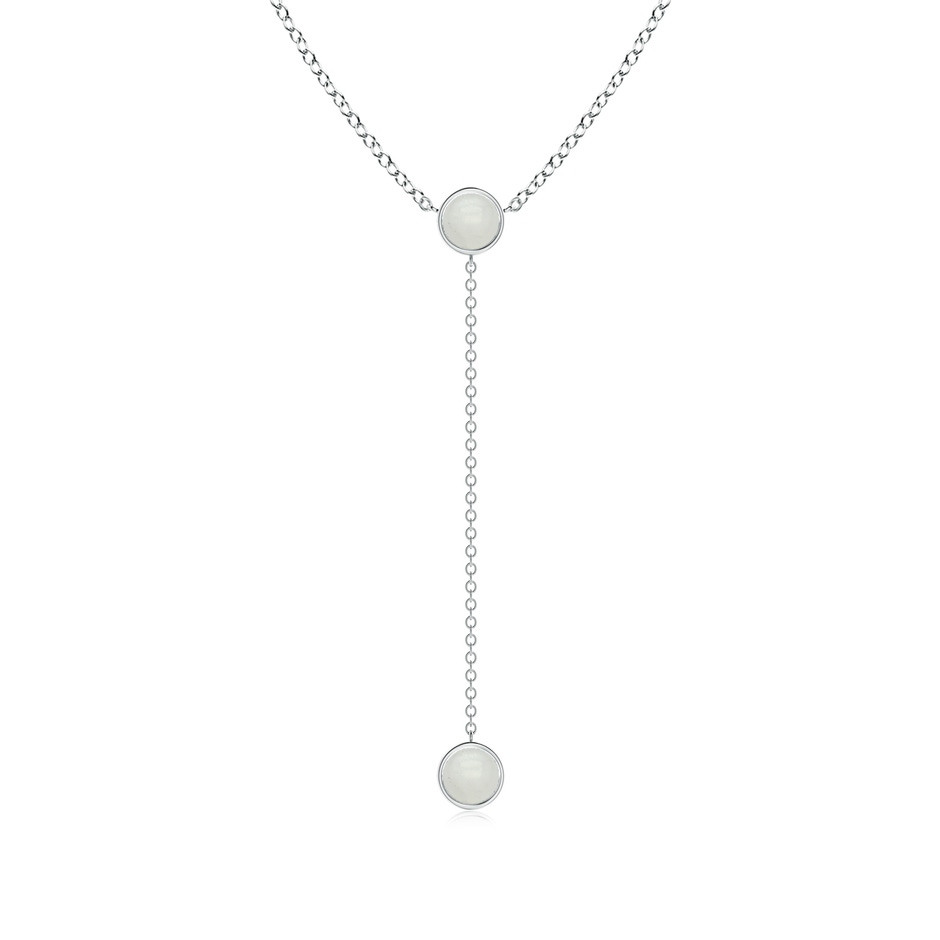 5mm A Bezel-Set Round Moonstone Lariat Style Necklace in White Gold 