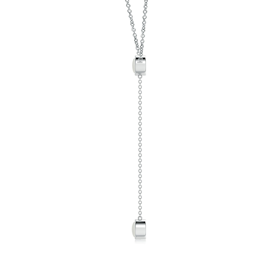5mm A Bezel-Set Round Moonstone Lariat Style Necklace in White Gold side 1