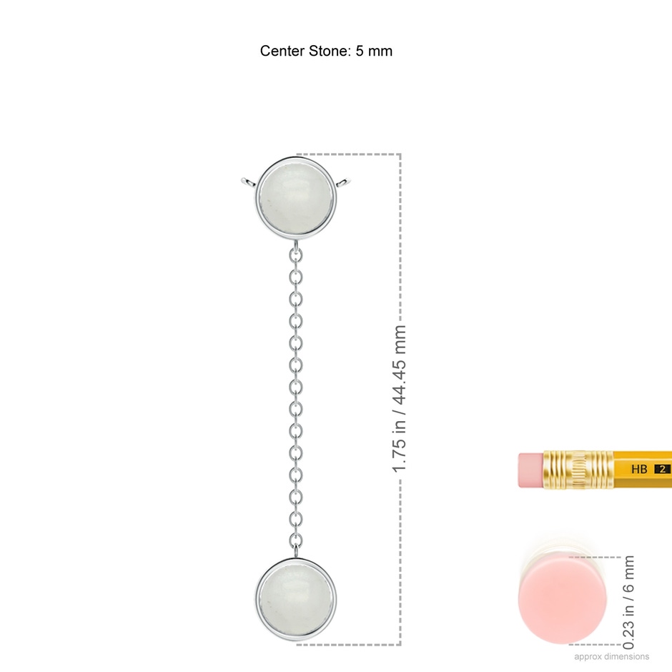 5mm A Bezel-Set Round Moonstone Lariat Style Necklace in White Gold ruler