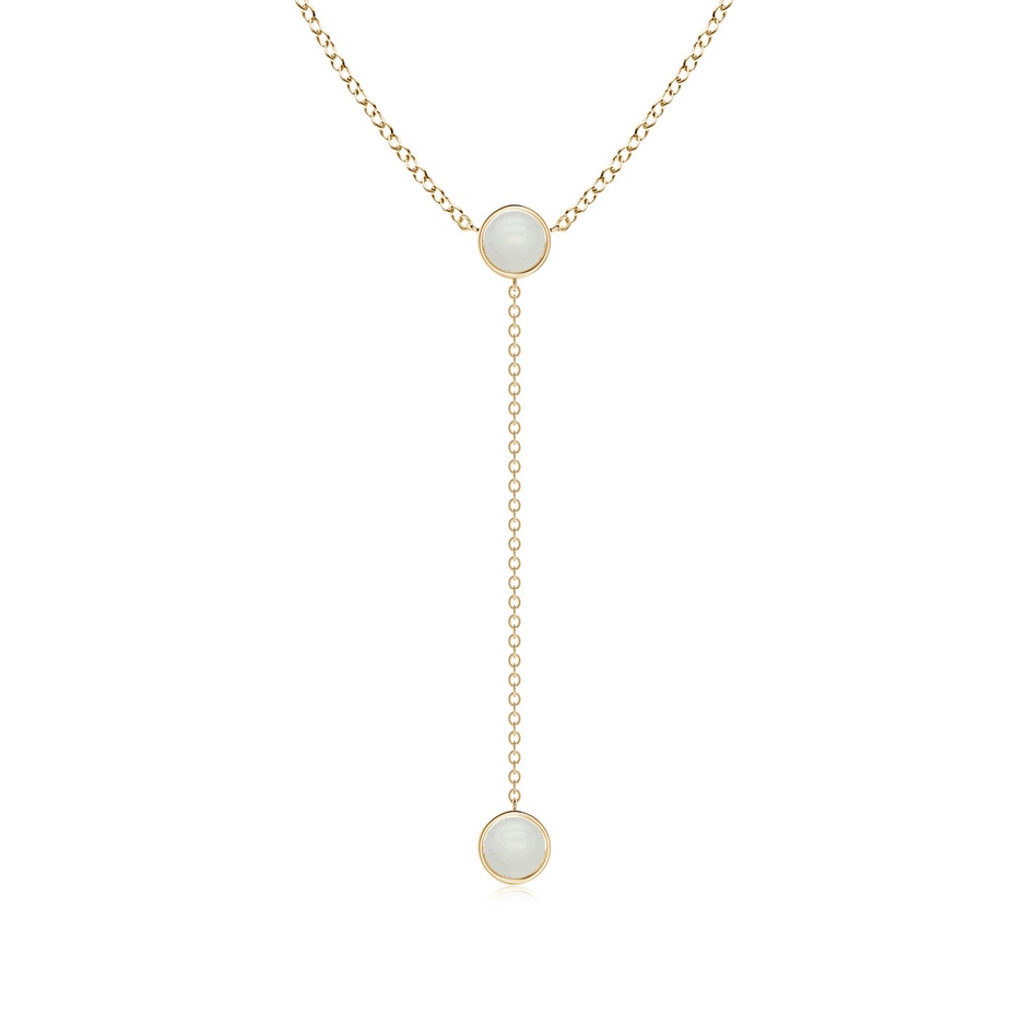 5mm A Bezel-Set Round Moonstone Lariat Style Necklace in Yellow Gold 