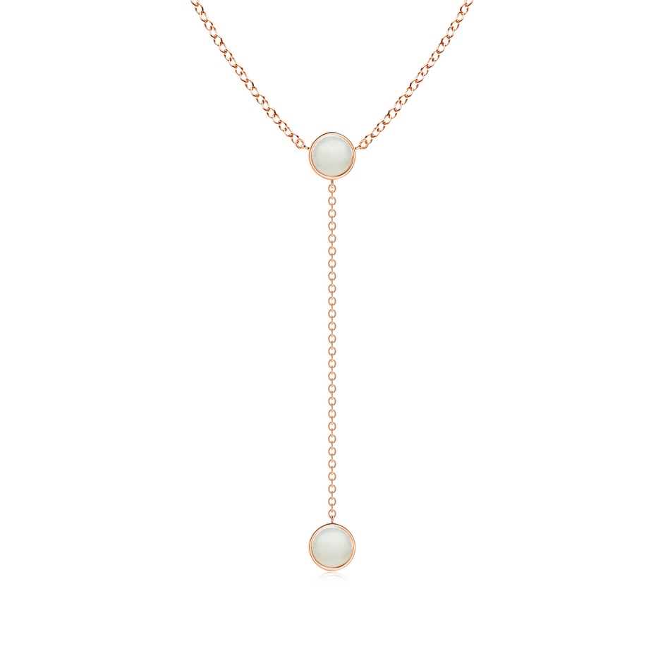 5mm AA Bezel-Set Round Moonstone Lariat Style Necklace in Rose Gold 