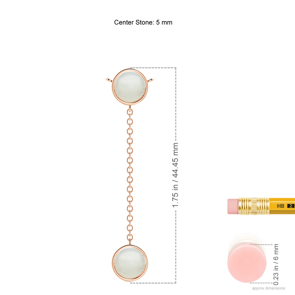 5mm AA Bezel-Set Round Moonstone Lariat Style Necklace in Rose Gold ruler