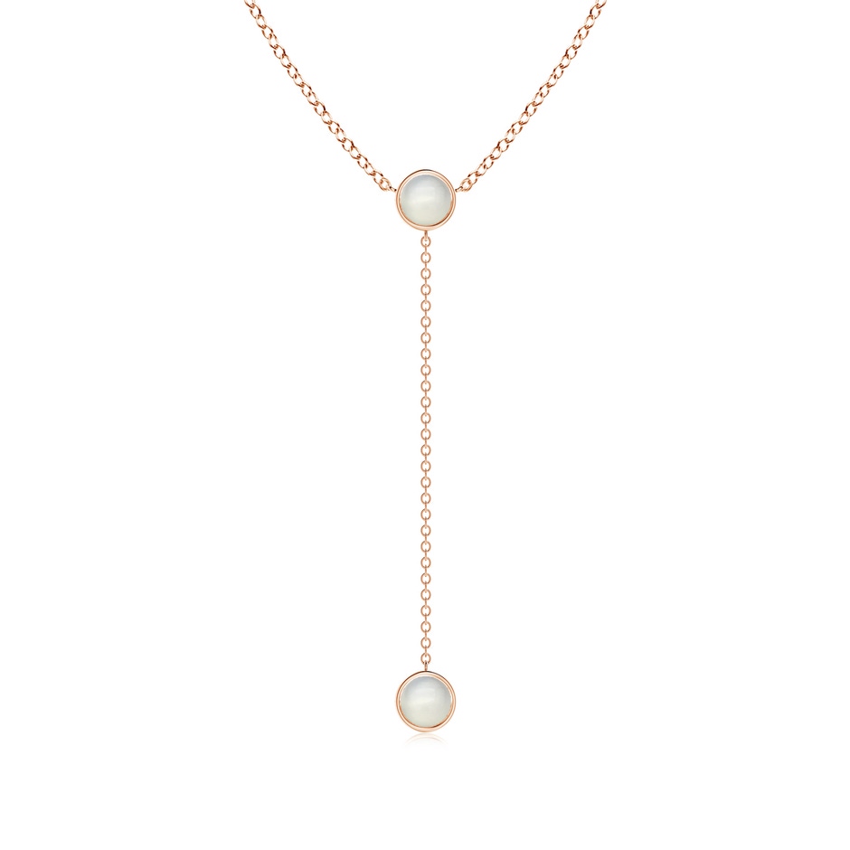 5mm AAA Bezel-Set Round Moonstone Lariat Style Necklace in Rose Gold 