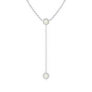 5mm AAA Bezel-Set Round Moonstone Lariat Style Necklace in White Gold