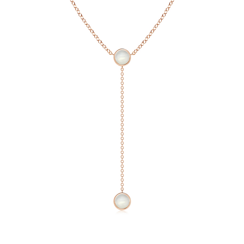 5mm AAAA Bezel-Set Round Moonstone Lariat Style Necklace in Rose Gold
