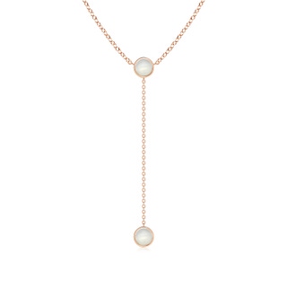 5mm AAAA Bezel-Set Round Moonstone Lariat Style Necklace in Rose Gold