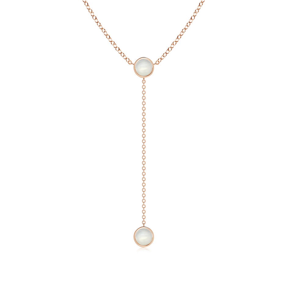 5mm AAAA Bezel-Set Round Moonstone Lariat Style Necklace in Rose Gold 