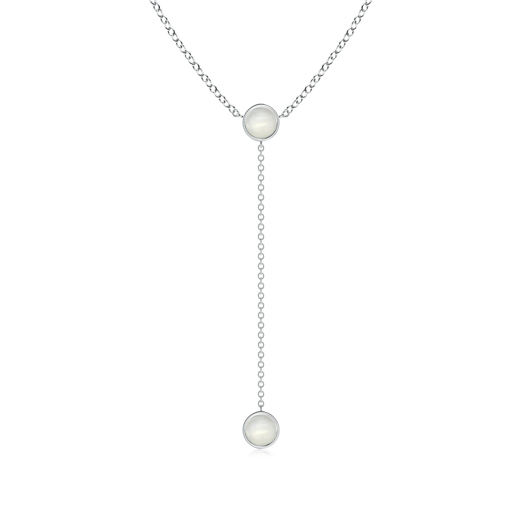 5mm AAAA Bezel-Set Round Moonstone Lariat Style Necklace in White Gold