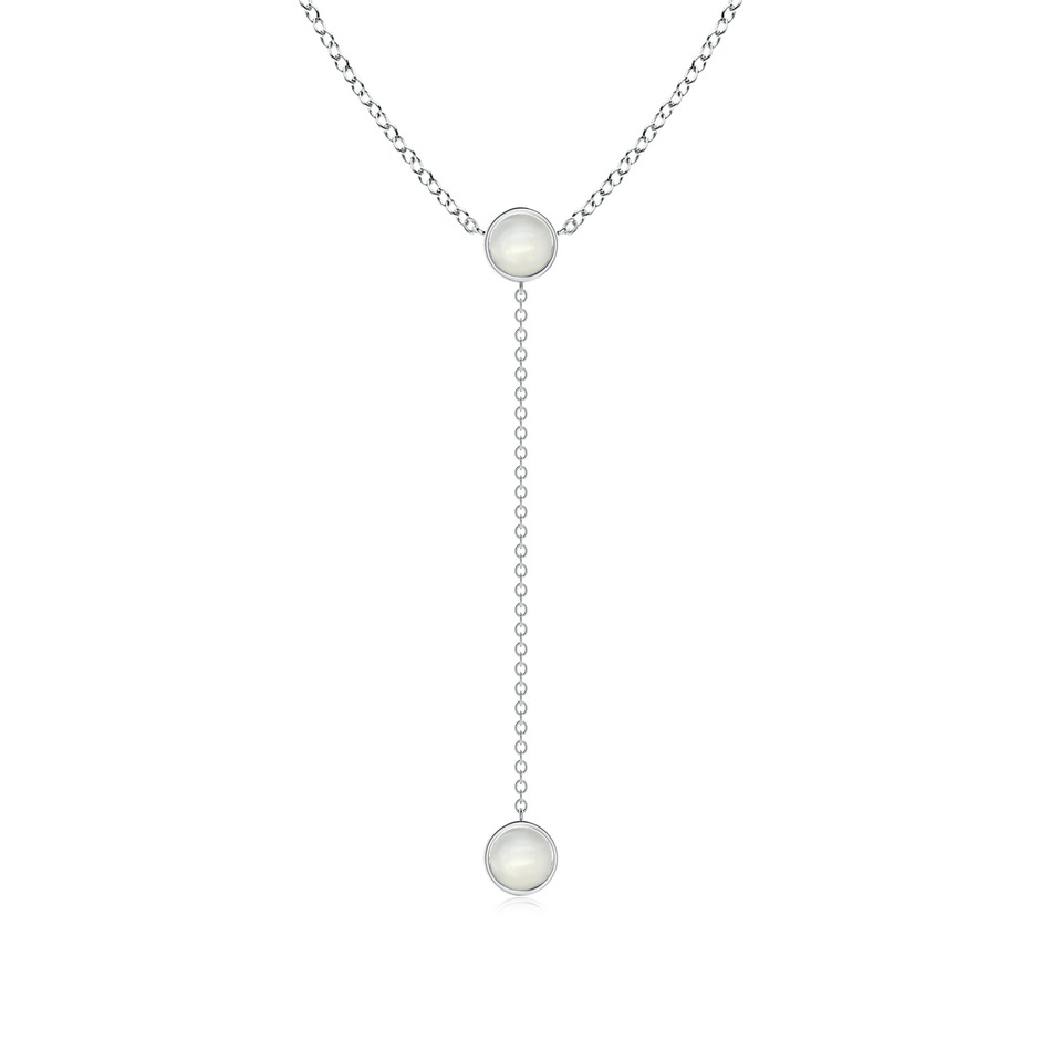 5mm AAAA Bezel-Set Round Moonstone Lariat Style Necklace in White Gold 