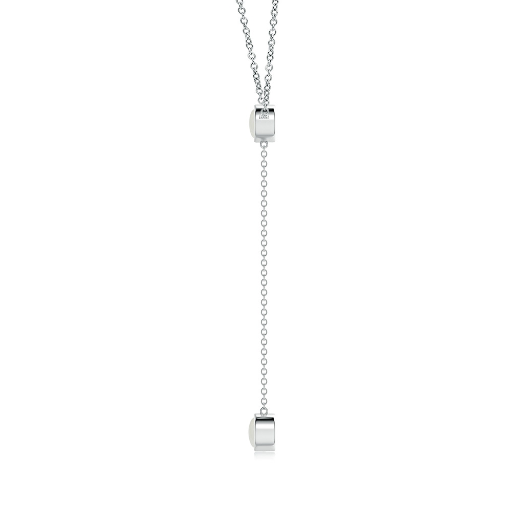5mm AAAA Bezel-Set Round Moonstone Lariat Style Necklace in White Gold Side 1