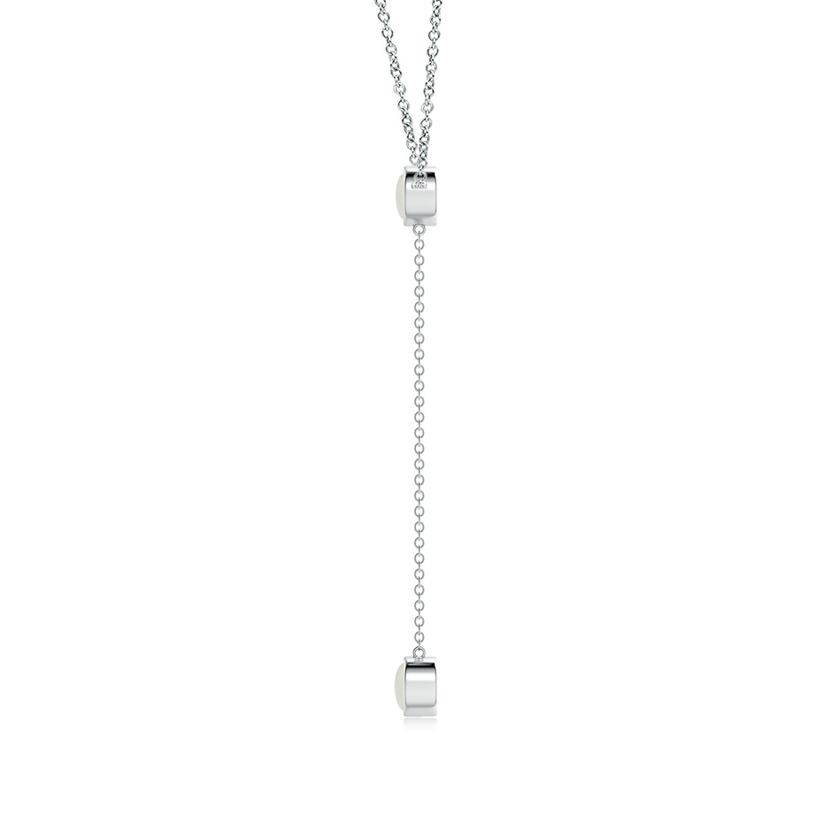 5mm AAAA Bezel-Set Round Moonstone Lariat Style Necklace in White Gold side 1