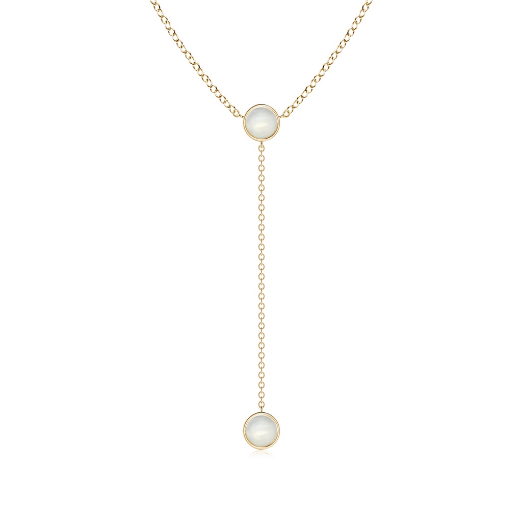 5mm AAAA Bezel-Set Round Moonstone Lariat Style Necklace in Yellow Gold
