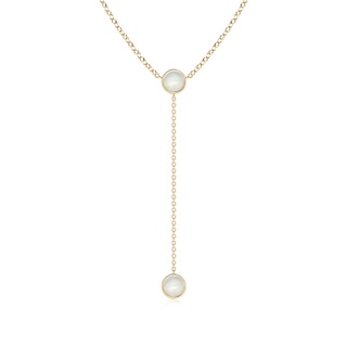 5mm AAAA Bezel-Set Round Moonstone Lariat Style Necklace in Yellow Gold