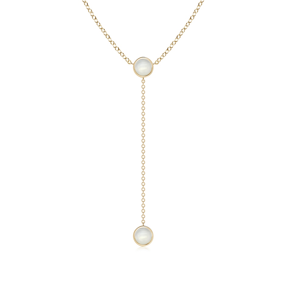 5mm AAAA Bezel-Set Round Moonstone Lariat Style Necklace in Yellow Gold 