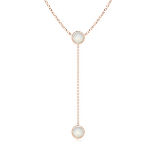 6mm AAAA Bezel-Set Round Moonstone Lariat Style Necklace in Rose Gold
