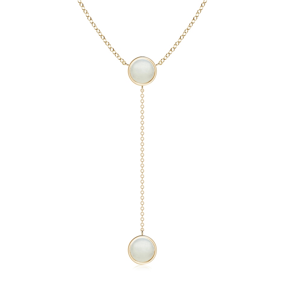 7mm AA Bezel-Set Round Moonstone Lariat Style Necklace in Yellow Gold 