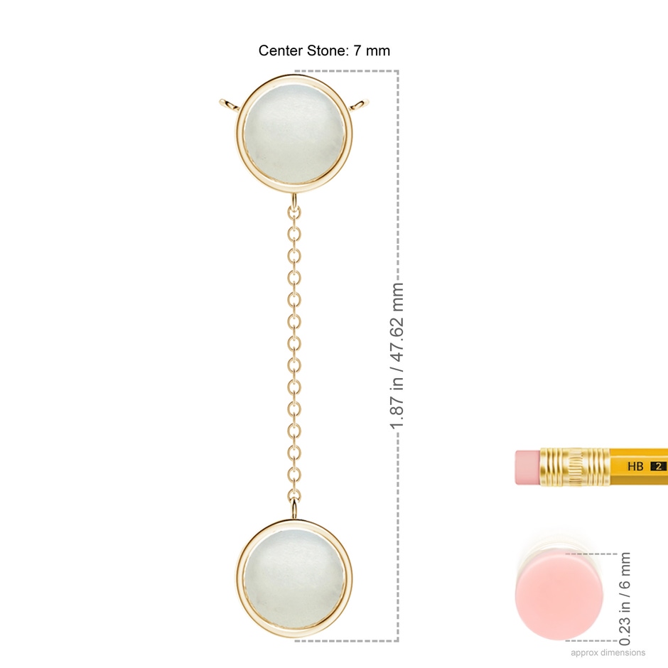 7mm AA Bezel-Set Round Moonstone Lariat Style Necklace in Yellow Gold ruler