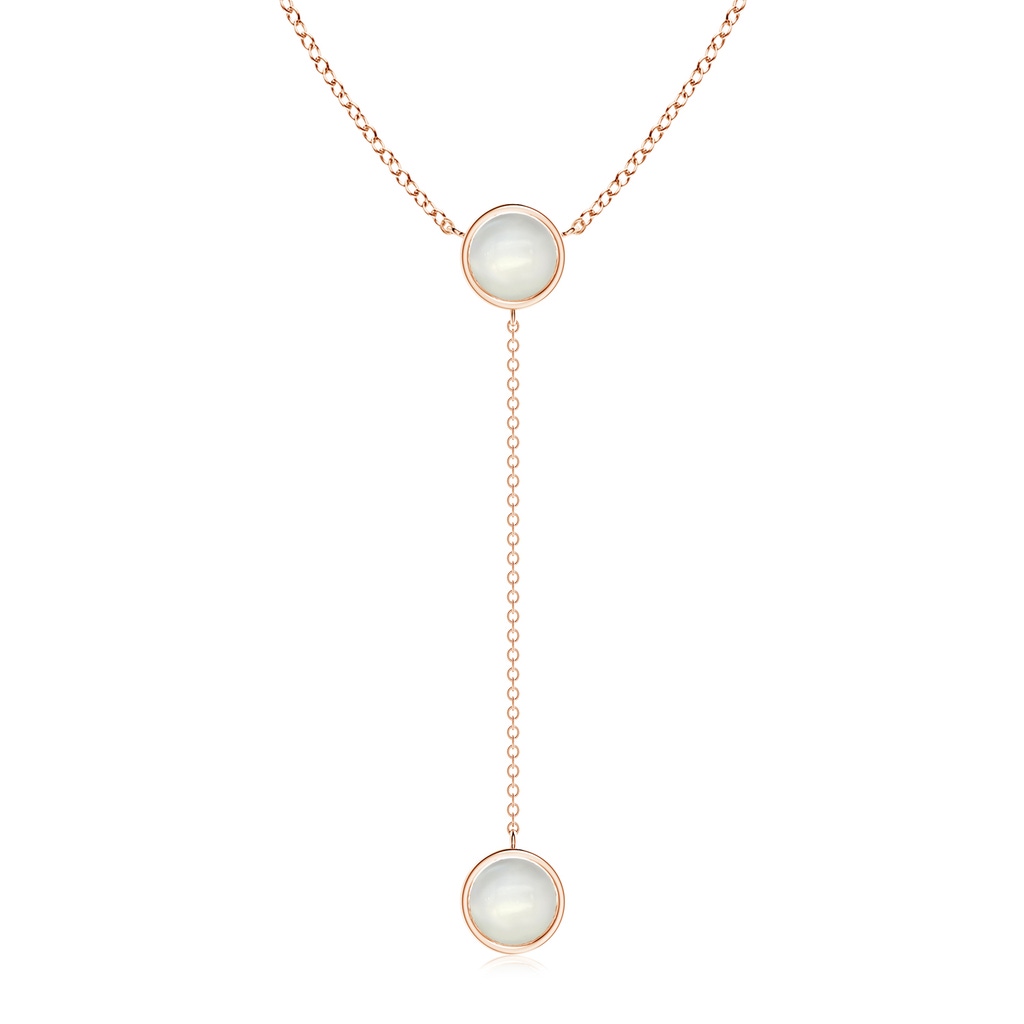 7mm AAAA Bezel-Set Round Moonstone Lariat Style Necklace in Rose Gold 