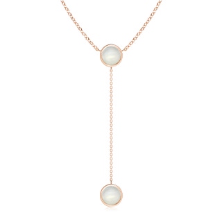 7mm AAAA Bezel-Set Round Moonstone Lariat Style Necklace in Rose Gold