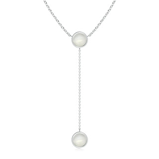 7mm AAAA Bezel-Set Round Moonstone Lariat Style Necklace in White Gold