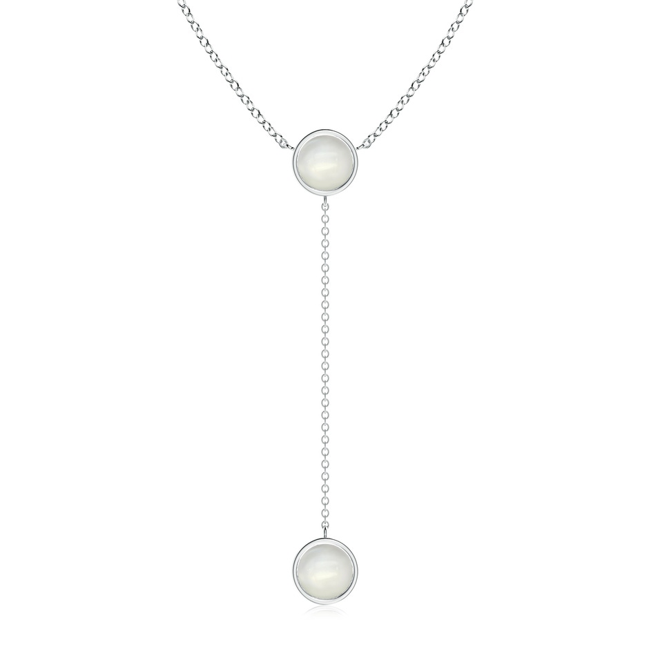 7mm AAAA Bezel-Set Round Moonstone Lariat Style Necklace in White Gold 