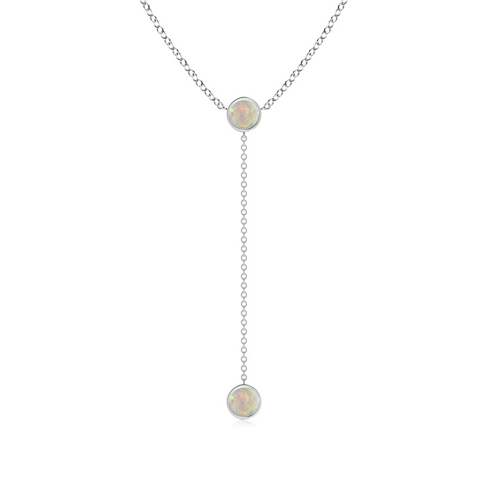 5mm AAAA Bezel-Set Round Opal Lariat Style Necklace in P950 Platinum