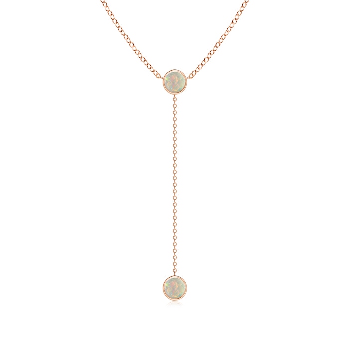 5mm AAAA Bezel-Set Round Opal Lariat Style Necklace in Rose Gold