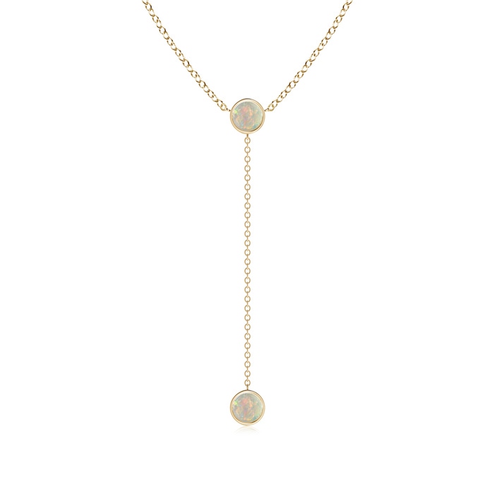 5mm AAAA Bezel-Set Round Opal Lariat Style Necklace in Yellow Gold