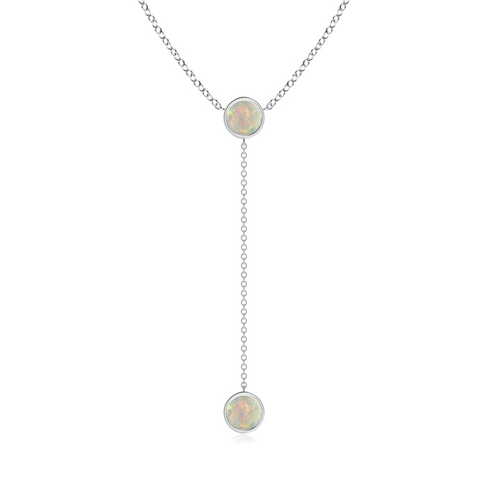 6mm AAAA Bezel-Set Round Opal Lariat Style Necklace in White Gold