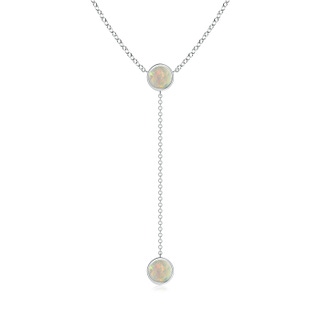6mm AAAA Bezel-Set Round Opal Lariat Style Necklace in White Gold