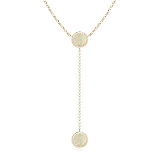 7mm AAA Bezel-Set Round Opal Lariat Style Necklace in Yellow Gold