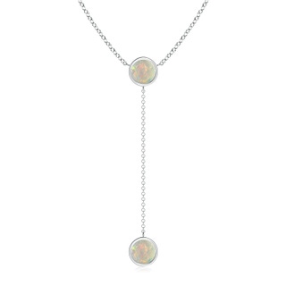 7mm AAAA Bezel-Set Round Opal Lariat Style Necklace in P950 Platinum