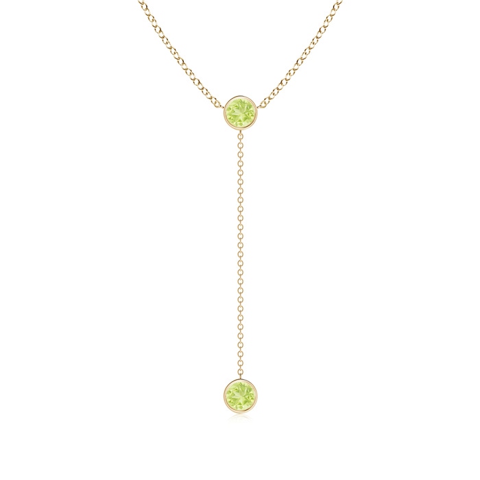 5mm A Bezel-Set Round Peridot Lariat Style Necklace in Yellow Gold 