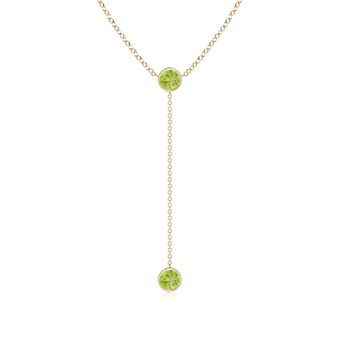 5mm AA Bezel-Set Round Peridot Lariat Style Necklace in Yellow Gold 