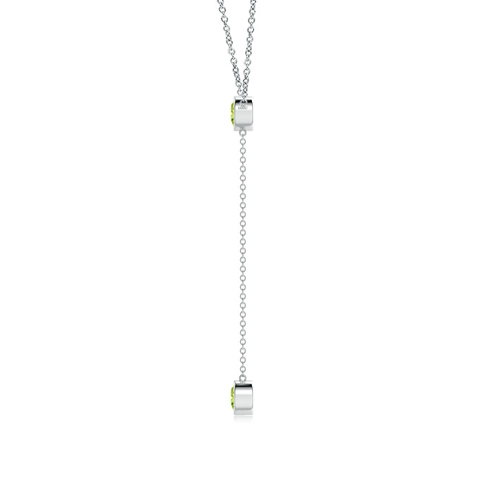 5mm AAA Bezel-Set Round Peridot Lariat Style Necklace in White Gold product image