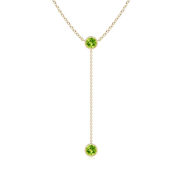 Bezel-Set Round Peridot Lariat Style Necklace | Angara Canada