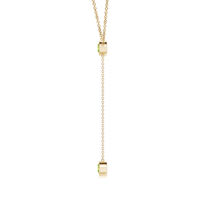 5mm AAA Bezel-Set Round Peridot Lariat Style Necklace in Yellow Gold Product Image