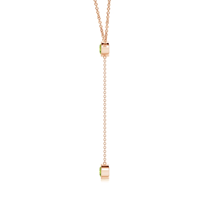 5mm AAAA Bezel-Set Round Peridot Lariat Style Necklace in Rose Gold product image