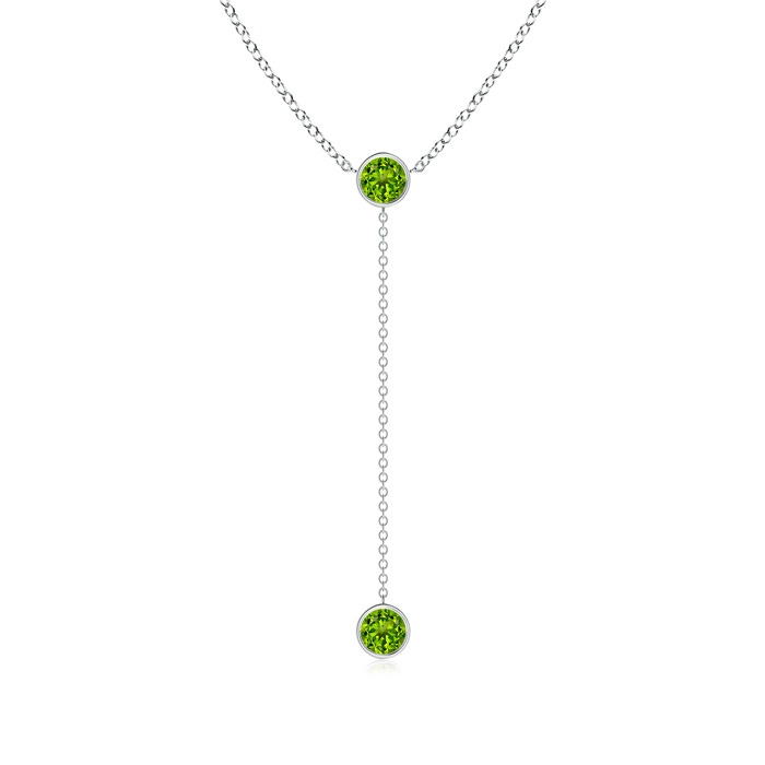 5mm AAAA Bezel-Set Round Peridot Lariat Style Necklace in White Gold 