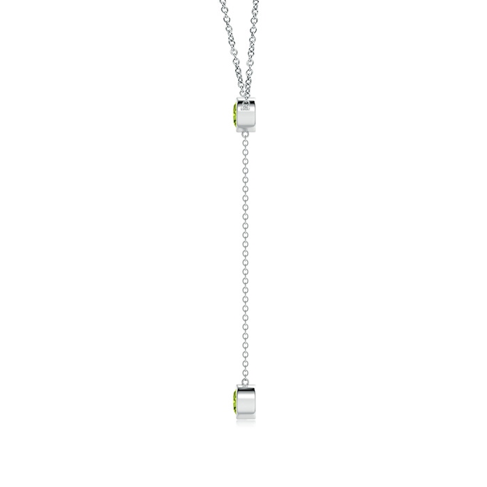 5mm AAAA Bezel-Set Round Peridot Lariat Style Necklace in White Gold product image