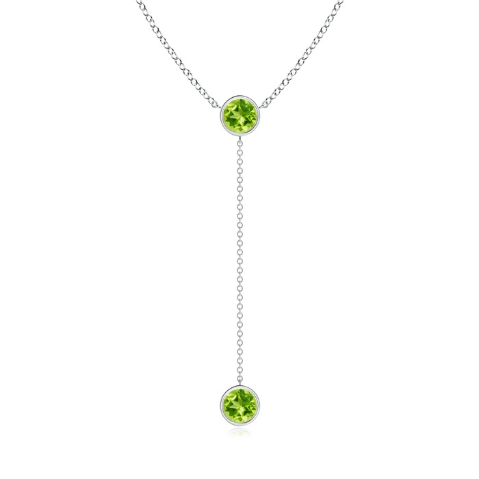6mm AAA Bezel-Set Round Peridot Lariat Style Necklace in White Gold 