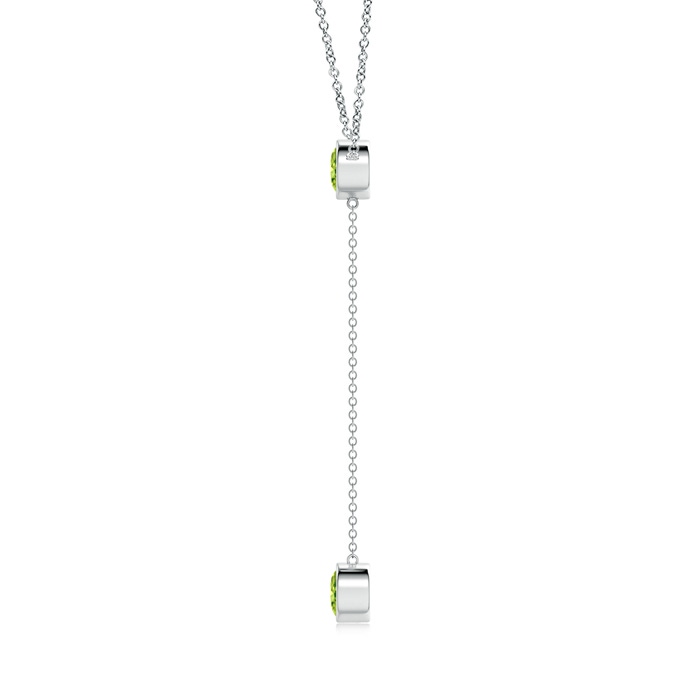 6mm AAA Bezel-Set Round Peridot Lariat Style Necklace in White Gold product image