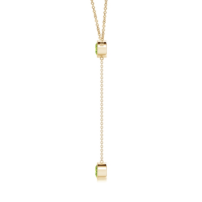 6mm AAA Bezel-Set Round Peridot Lariat Style Necklace in Yellow Gold product image