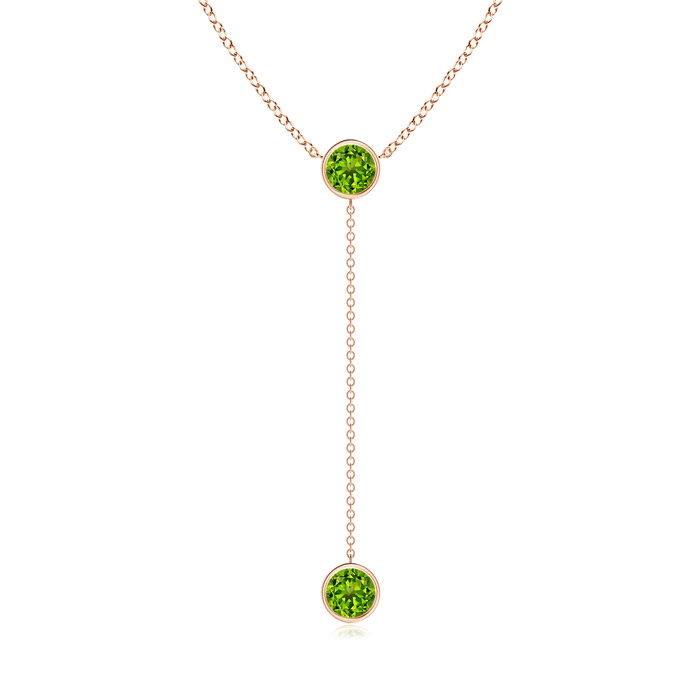 6mm AAAA Bezel-Set Round Peridot Lariat Style Necklace in Rose Gold 