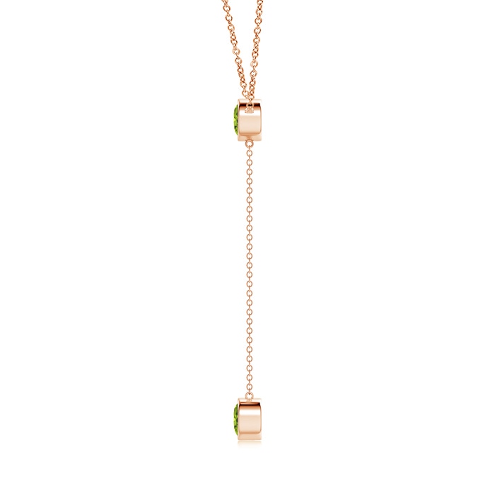 6mm AAAA Bezel-Set Round Peridot Lariat Style Necklace in Rose Gold product image