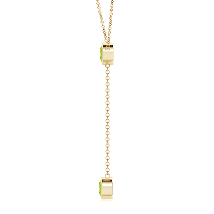 7mm AA Bezel-Set Round Peridot Lariat Style Necklace in Yellow Gold product image