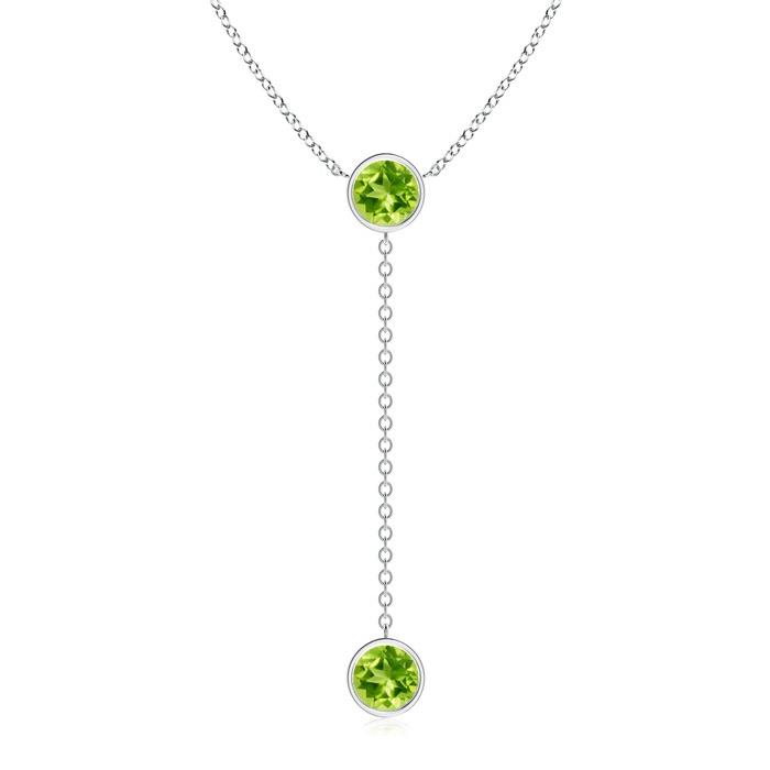 7mm AAA Bezel-Set Round Peridot Lariat Style Necklace in White Gold 